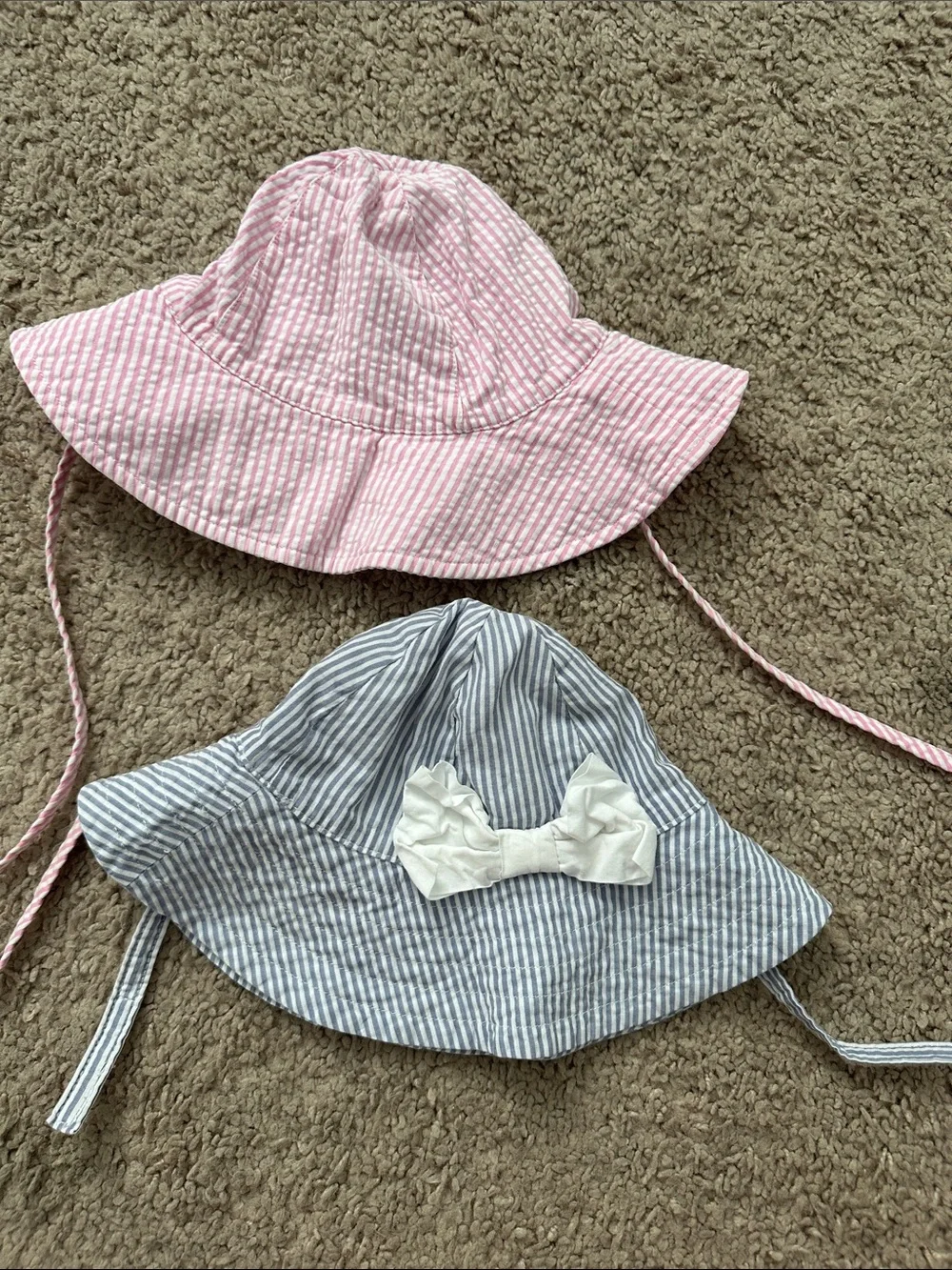 Baby Girl Sun Hats - Pink and Blue Striped Bucket Hats